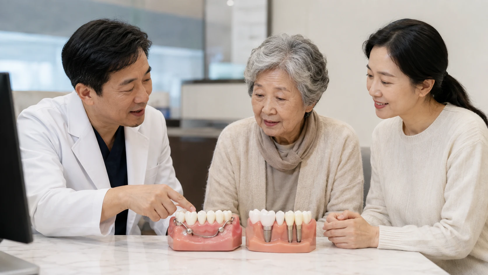 앞니 부분틀니 임플란트 비교
